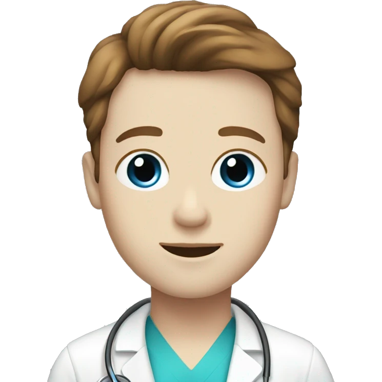 doctor with blue eyes pale skin and brown hair emoji