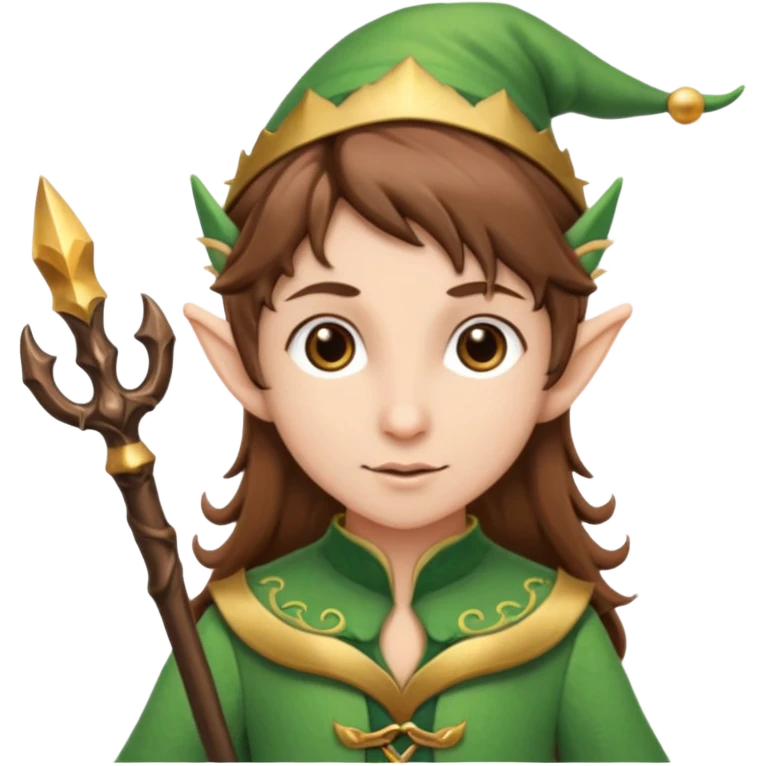 elf with staff brown hair emoji