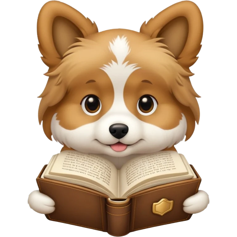 Cute dog reading an open book emoji