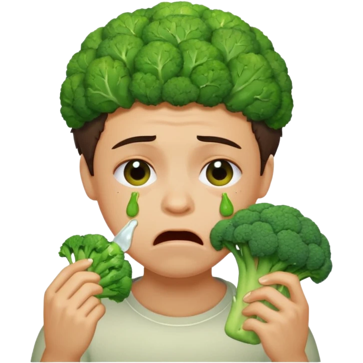 Eating broccoli and crying  emoji