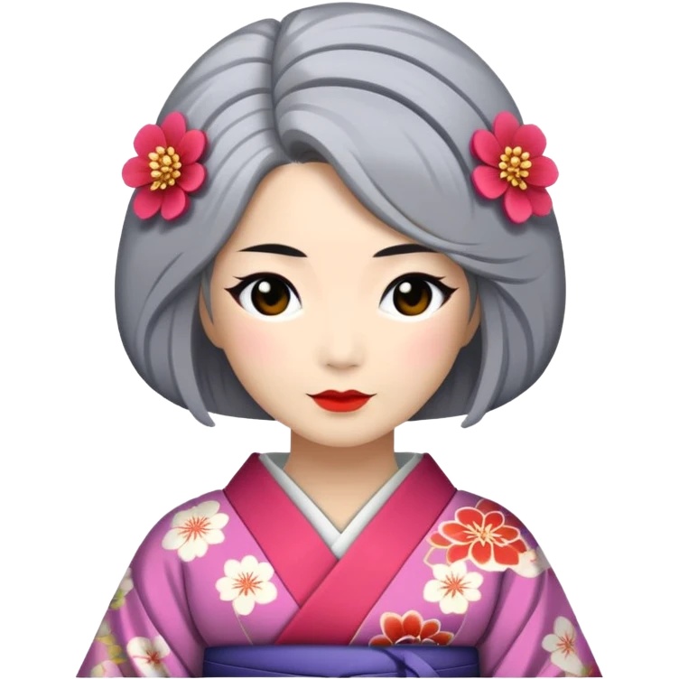 Geisha in her 40th with gray hair emoji