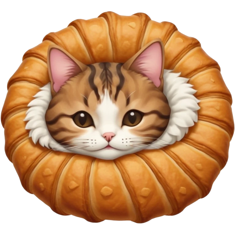 dark brown tabby and white cat in croissant position upside down with eyes closed emoji
