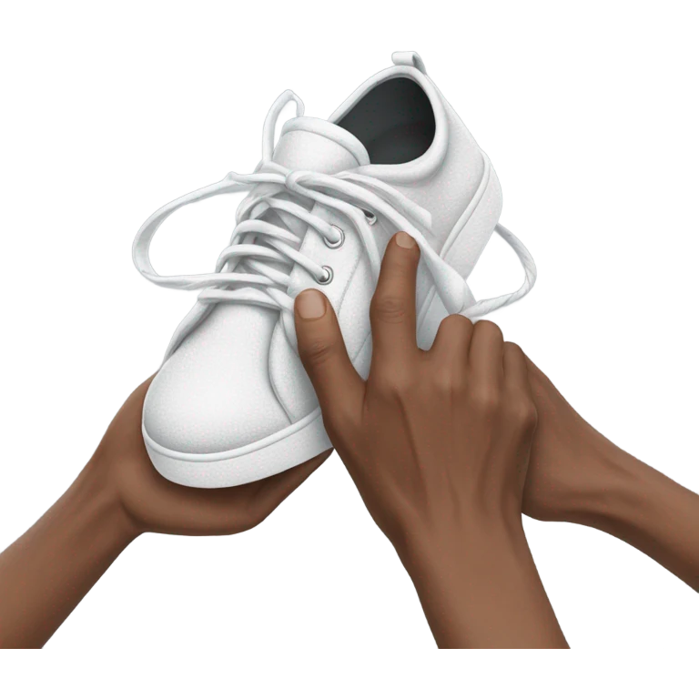 Make a shoe with a person trying to tie the shoes emoji