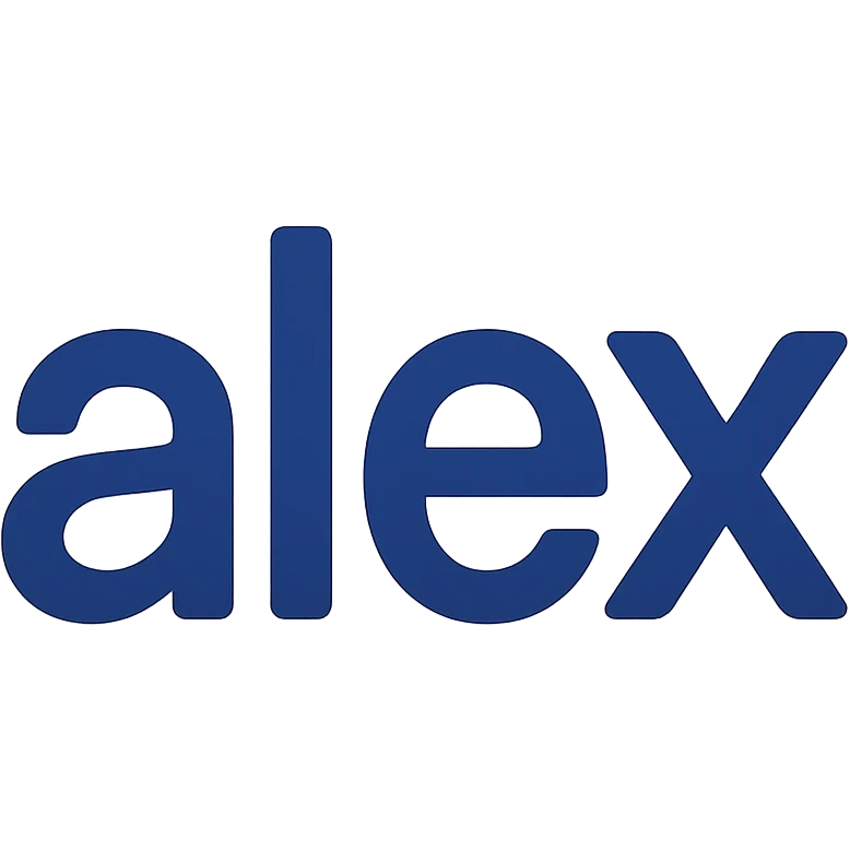 the name 'alex' in a flat icon style, two-tone color, crisp, suitable for digital use emoji