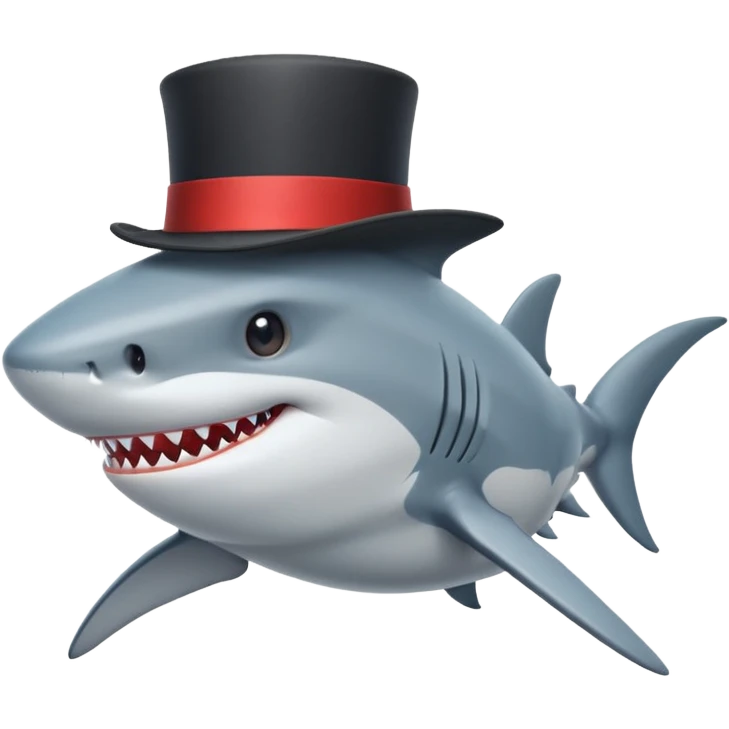 Shark with a top hat emoji