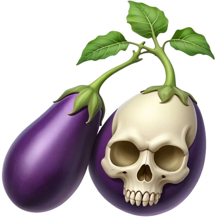 A skull and and two big eggplants emoji