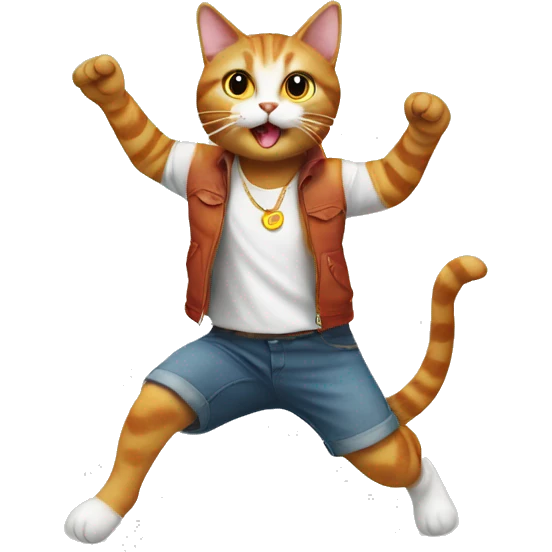 cat doing jumping jacks dressed like juno emoji