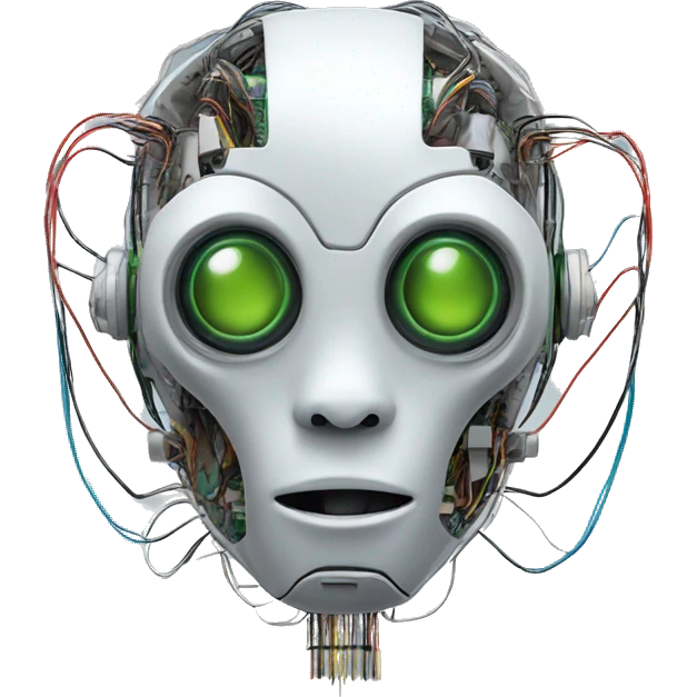 Alien robot head with wires and circuits emoji