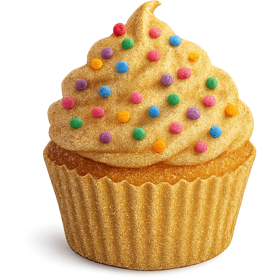 glittery cupcake with sprinkles, no background emoji