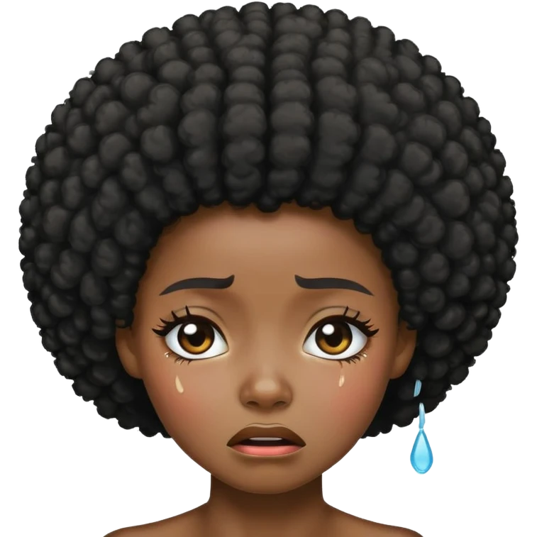 black girl with afro hair crying emoji