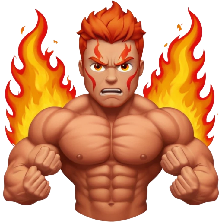 burning angry bodybuilder red haired man  emoji
