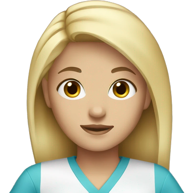 Girl with blonde hair blue eyes wearing scrubs emoji