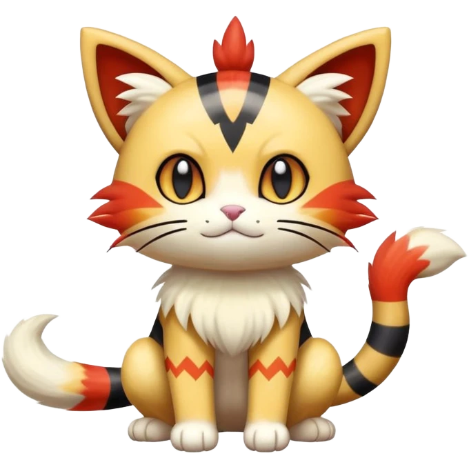 Shiny Cute Adorable Delcatty-Meowth-Litten-Hybrid-Creature with pattern-markings emoji