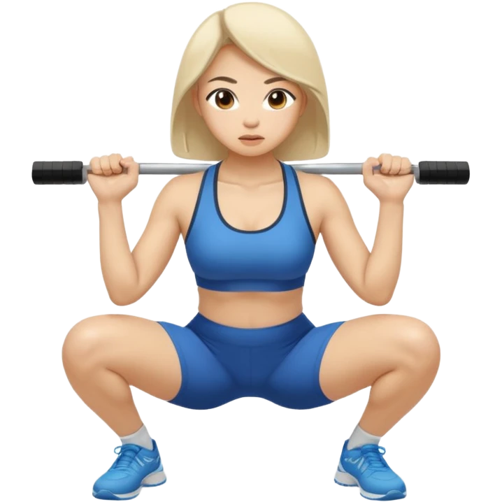 white asian girl woman doing squat emoji