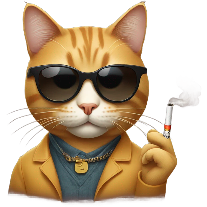 Cat wearing sunglasses and smoking emoji
