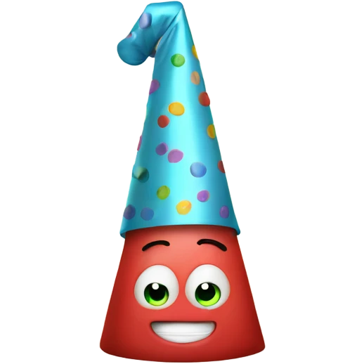 A silly letter, O ￼wearing party hat emoji