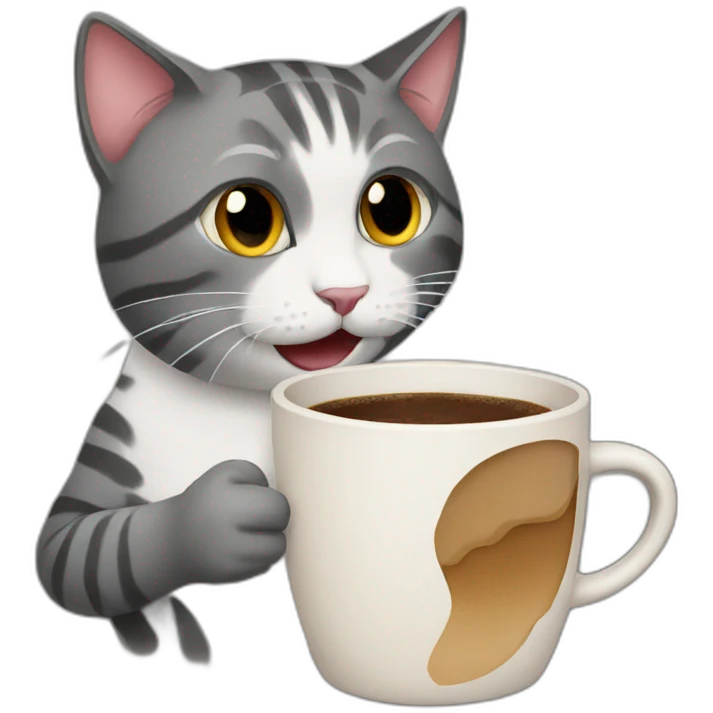 cat drinking coffee emoji