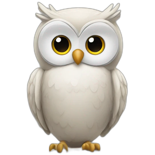 owl standing in front of a computer emoji