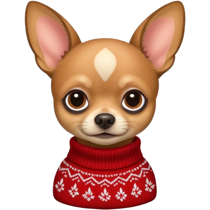 Dark Tan deer-head chihuahua sitting wearing a sweater emoji