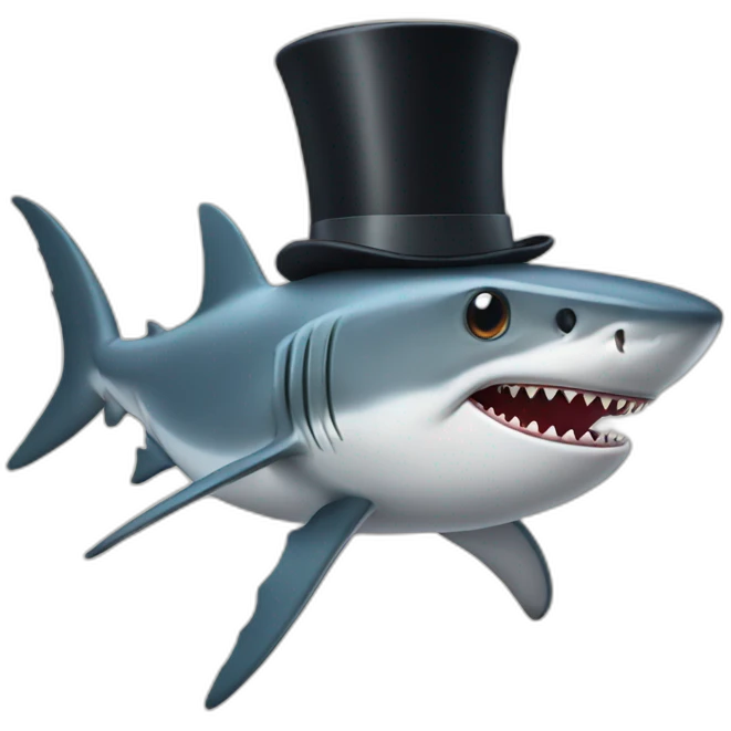 Shark with a top hat emoji
