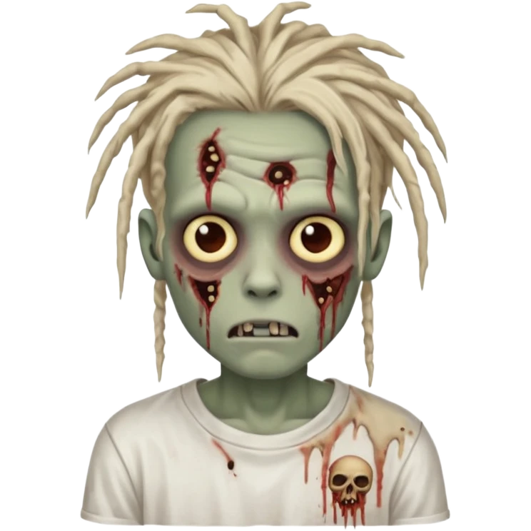 a zombie boy with a dreadlocks hair and a white t shirt  emoji