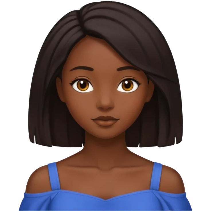 A pretty darkskin black girl with 4c type shoulder length hair  emoji