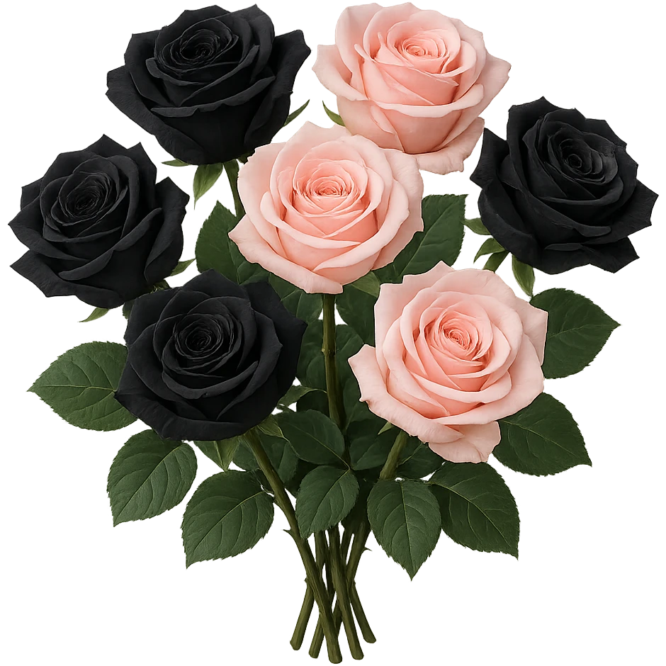 bouquet of black and pink roses , remove background emoji