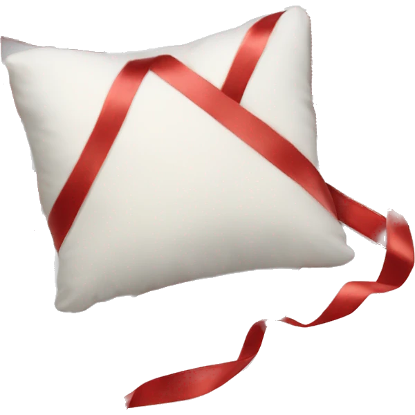 Aesthetic white pillow with red ribbon emoji