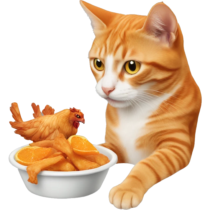 orange cat eating a chicken wing  emoji