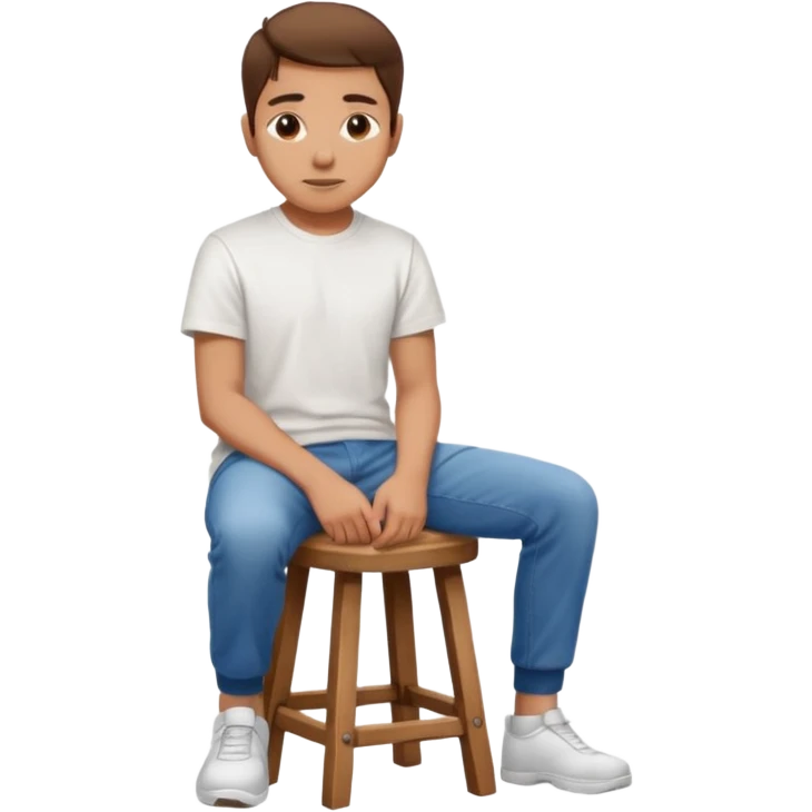 a person sitting on stool with full face backward turn

 emoji