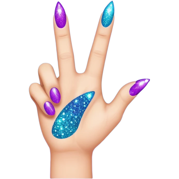 Glitter Roxo e Ciano Mão apontando para direita emoji