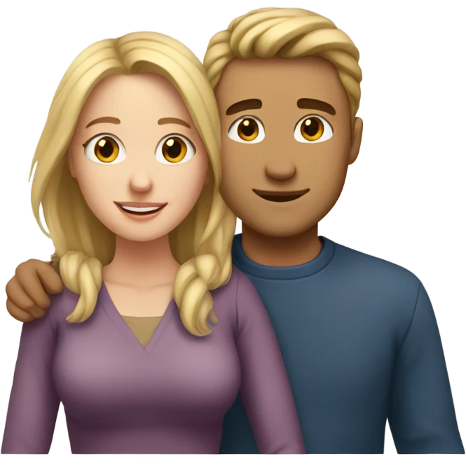 man and woman hugging, man has blonde hair woman has brown hair emoji