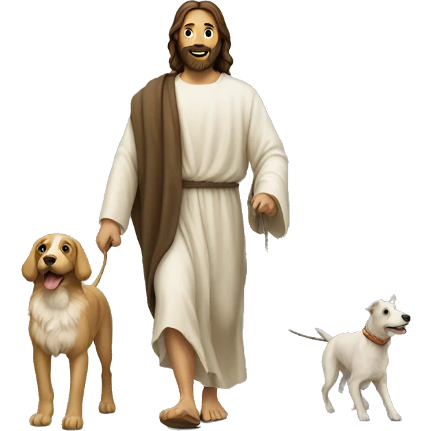 jesus walking a dog emoji