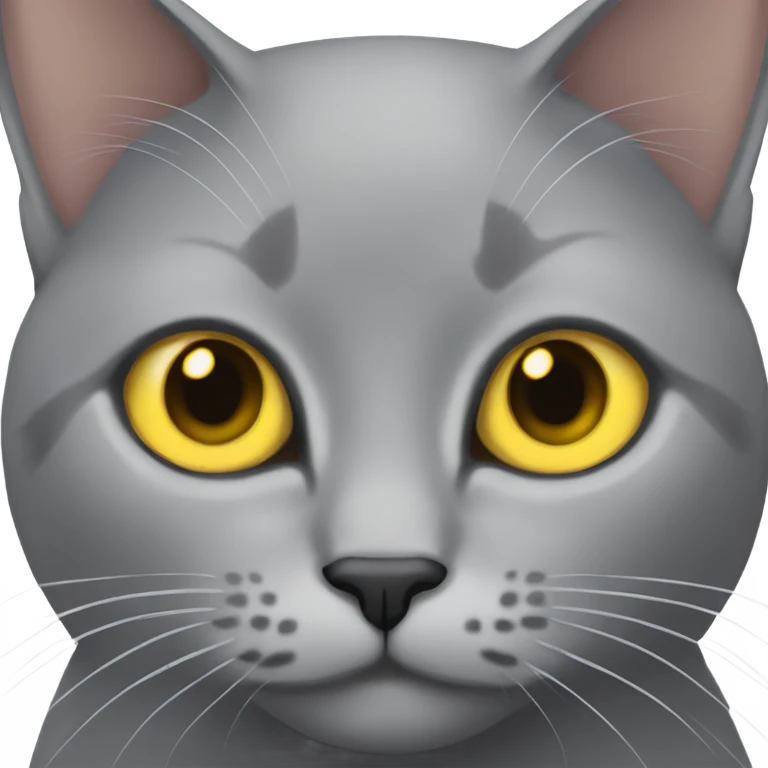gray cat with lop ears and yellow eyes emoji