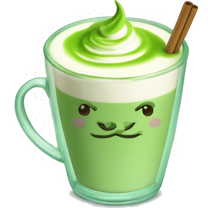 matcha latte in beautiful glass  emoji