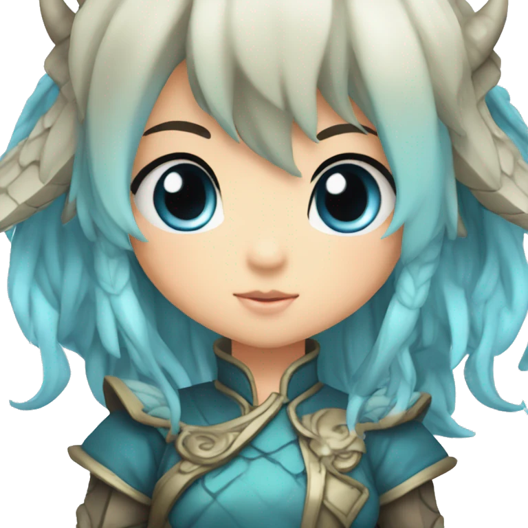 I want you to create an anime dragon chibi girl with blue eyes emote emoji