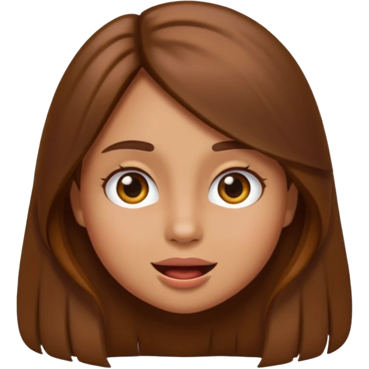A girl growling like rawr silly vibes but make it an emoji not real human but long brown hair and more silly less angry  emoji