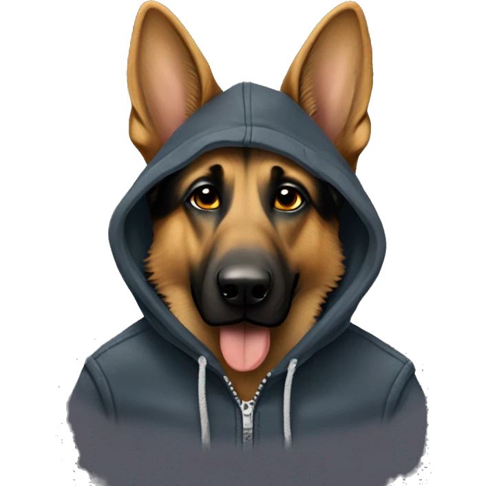 German shepherd with a carhartt hoodie emoji