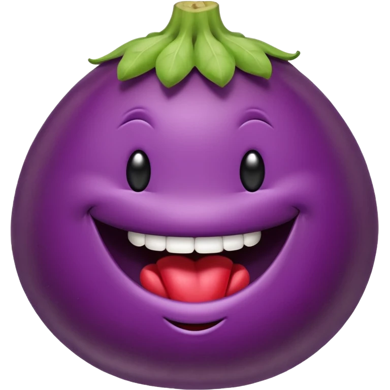 Smiley face with eggplant in its mouth emoji
