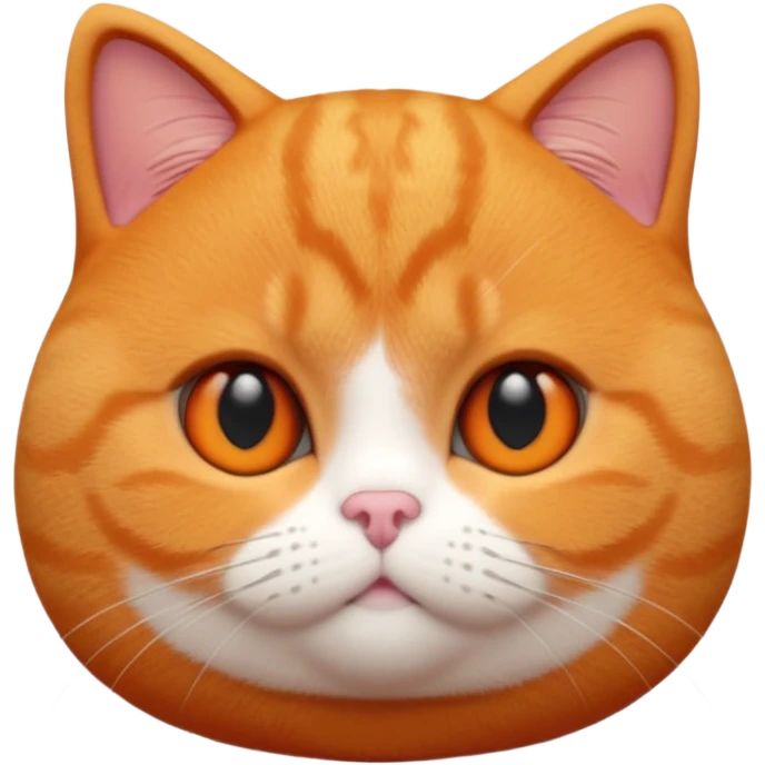 A 3D cartoon British Shorthair cat in vibrant orange ginger tone, smooth plush fur, round eyes, warm cinematic lighting, Memoji style. full body or half body. emoji