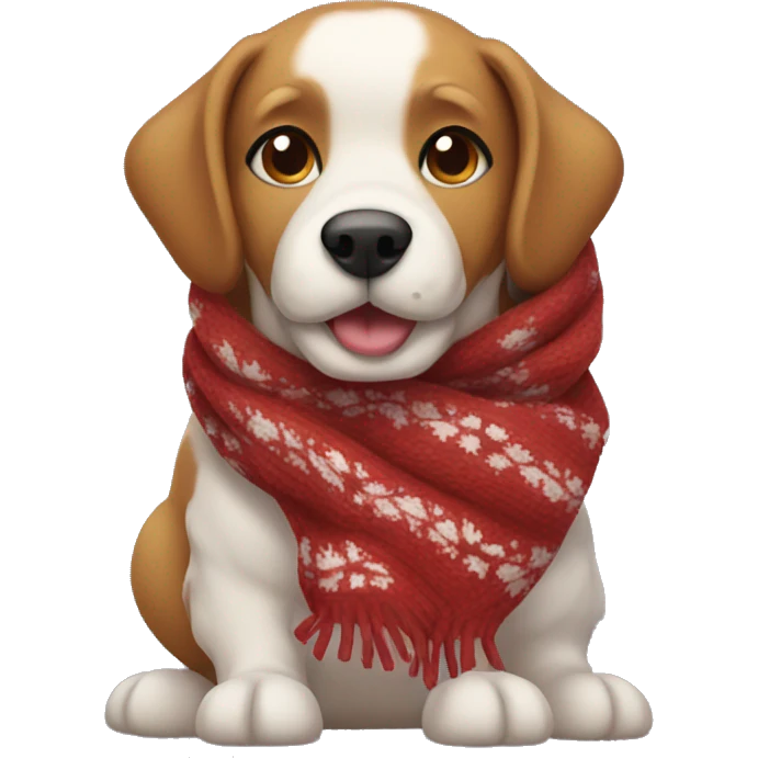 christmas cozy dog in a scarf emoji