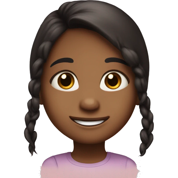 5 years old gir. Brown skin, happy face and whavy black long hair  emoji