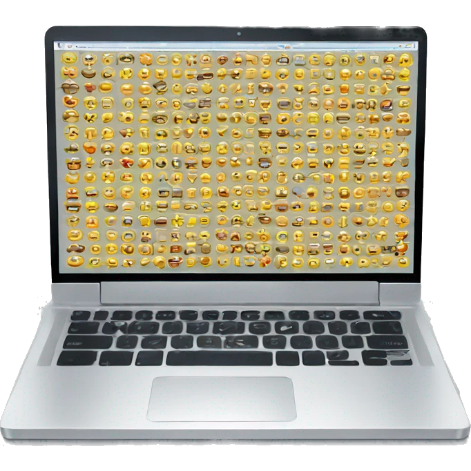 Laptop screen with web ecommerce emoji