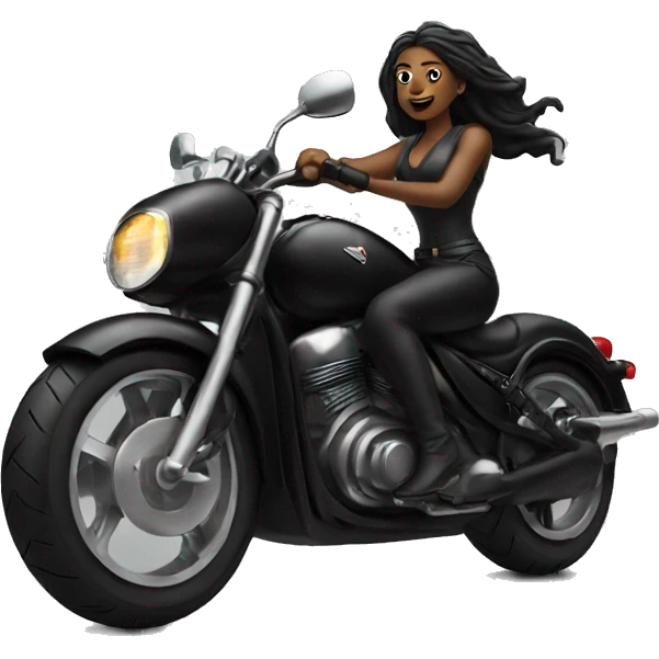 Goddess Riding a Motorcycle in Black emoji