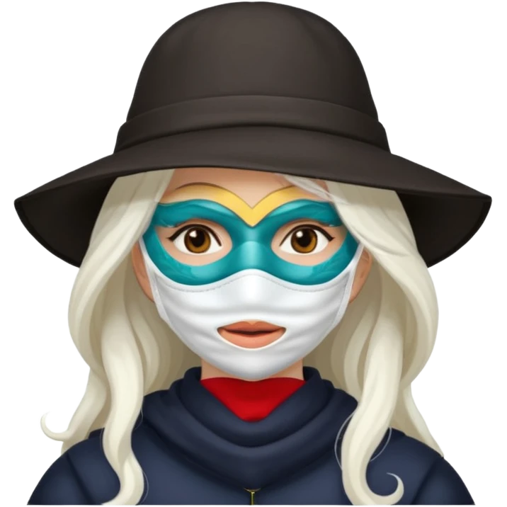 masked Women with hat long white hair  emoji