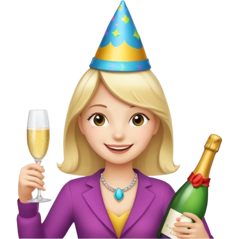 girl with Champagne bottle with party cap emoji