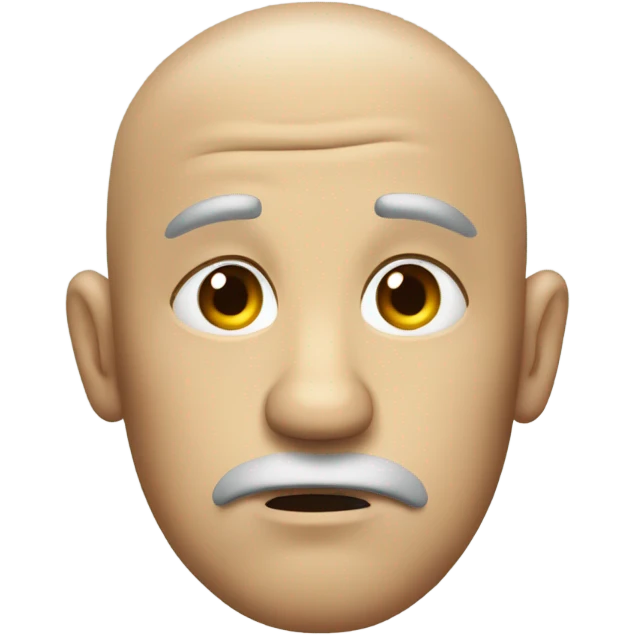 Deflated sad daddy face slightly balding without mustache emoji