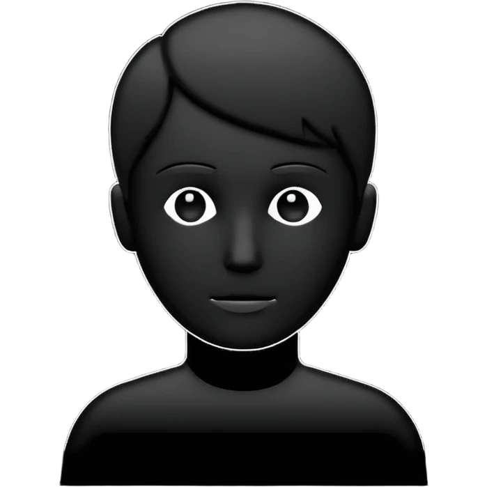 Minimalistic flat vector icon, iOS style, thin black outline on white background. Person silhouette. Black, completely monochrome, matte.  emoji