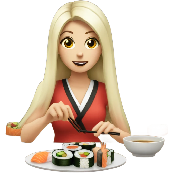 Noelle eating sushi emoji