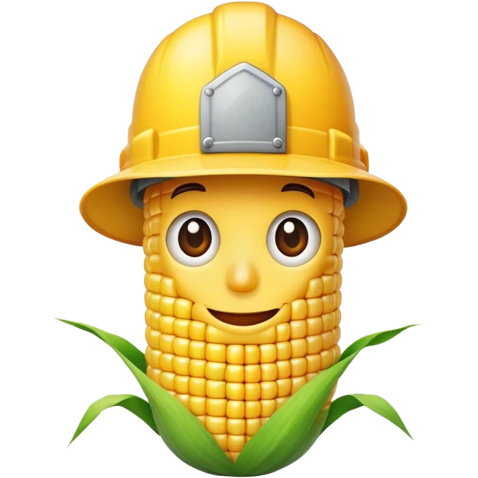 Corn wearing a construction hat emoji